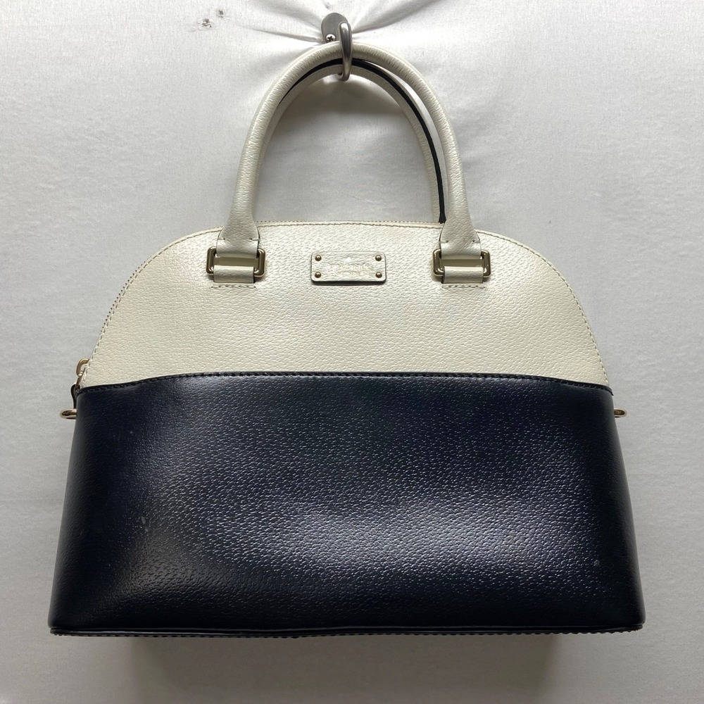 Kate Spade Grove Street Carli Leather Satchel Black Cream Handbag W/O Strap EUC‎